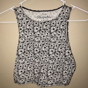 black & white floral crop tank top